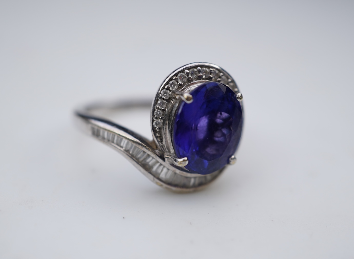 A tanzanite and diamond ring